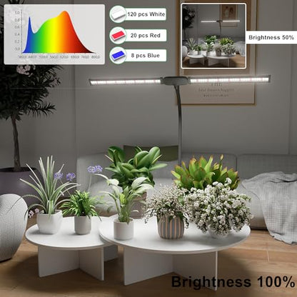 LED Grow Light, 6000K White Full Spectrum Clip Plant Growing Lamp | with Rotatable Dual Head for Indoor Desk Plants,Dimmable & Timer 4/8/12H,High Power Output for Faster Growth,1-Head - size: 1 Tube