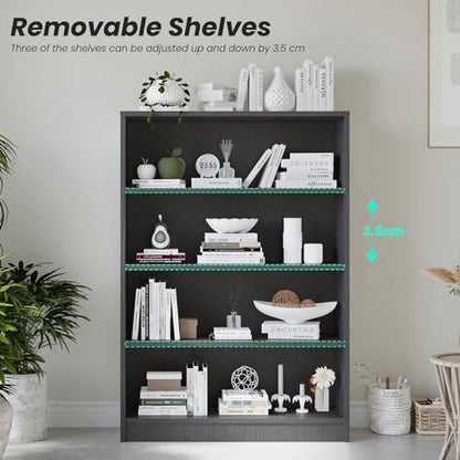 Farini 48 Inch Tall Bookcase,4 Shelf Bookshelves,Adjustable Bookshelf for Home Office,Grey - color: Grey, size: 4 shelf