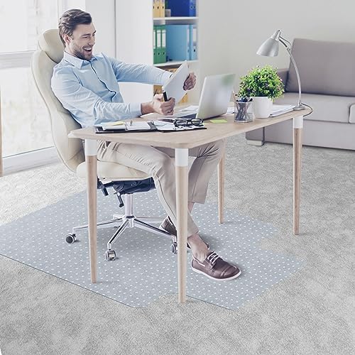 Office Chair Mat for Carpeted Floor 48” x 36” Clear Floor Protector Mat Anti Slip Computer Desk Chair Mat for Home Office - size: 48” x 36” with Lip