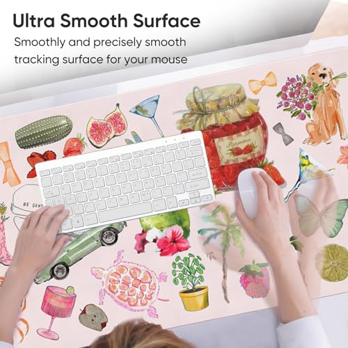 Desk Mat, Pink Leather Desk Pad Blotter Protector, XXL Large Mouse Pad,Computer Laptop Mouse Pads for Desktop,Waterproof Writing Anti-Slip Mousepad for Office and Home I Cute Funny Stickers - color: Cute Funny Stickers