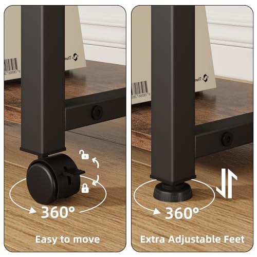 YAOHUOO 22"x15" Large Printer Stand with Drawer, 3-Tier Rolling Table Cart - color: Rustic Brown, size: 3-Tier