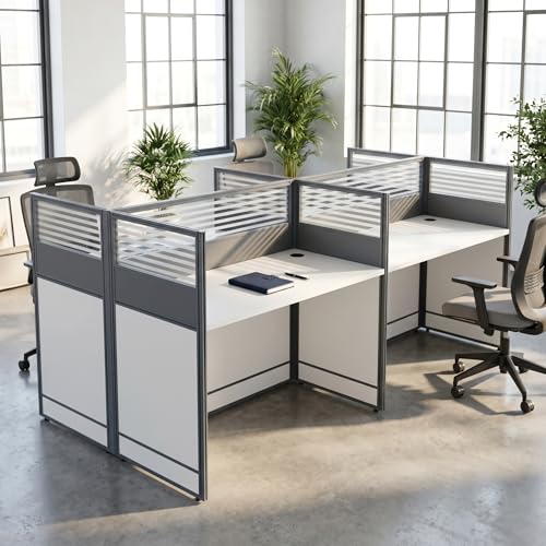 Office Cubicle Desk,Premium Modular Multi-Person Face-to-Face Computer Workstation with Wire Management Grommets, Acoustic Privacy Divider Panels for Call Center & Commercial Space,6person - color: 6person