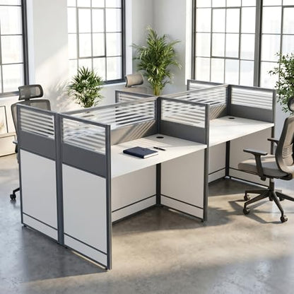 Office Cubicle Desk,Premium Modular Multi-Person Face-to-Face Computer Workstation with Wire Management Grommets, Acoustic Privacy Divider Panels for Call Center & Commercial Space,6person - color: 6person