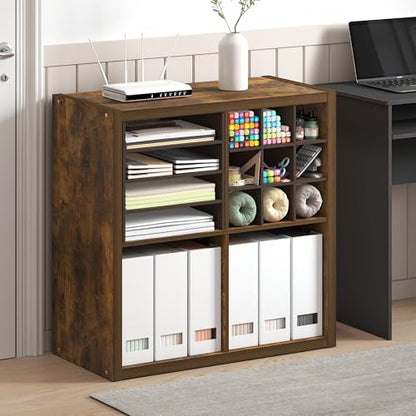Furinno Cubicle 4-Cube Book Shelf, Extra Thick Frame Bookshelf, Amber Pine - color: Amber Pine, size: 4-Cube