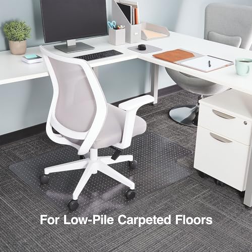 Staples Office Chair Mat, Clear, 48x36 Inch, Low-Pile Carpet, with Lip | Extended under-desk coverage and smooth glide for carpeted office floors. - size: 36" x 48", style: Low-Pile