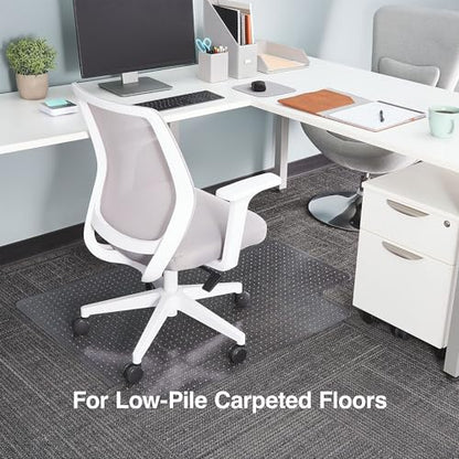 Staples Office Chair Mat, Clear, 48x36 Inch, Low-Pile Carpet, with Lip | Extended under-desk coverage and smooth glide for carpeted office floors. - size: 36" x 48", style: Low-Pile