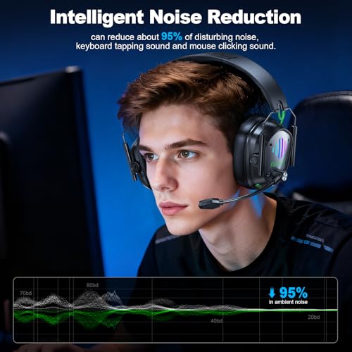 Wireless Gaming Headset for PS5, PS4, PC, Switch, 20ms Low Latency with Mic - color: Black
