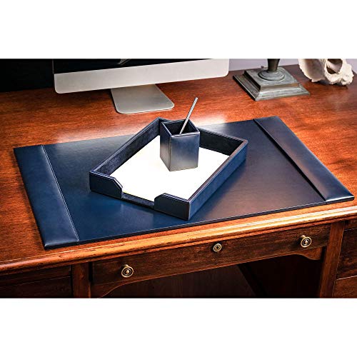 DACASSO Bonded Leather Desk Set - Luxury Leather Desk Pad & Desk Organization Essentials (Navy Blue, 3 Piece) - color: Navy Blue, style: 3 Piece
