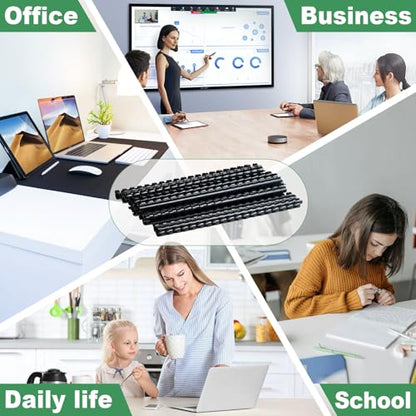 HOUYEE 50 Pack 3/8 Inch Plastic Binding Combs Spines, 19 Rings, Black | 10mm Binder Combs for Letter Size Paper, 60 Sheets Capacity , for Book Binder Office School Supplies - size: 3/8 inch,50 pack