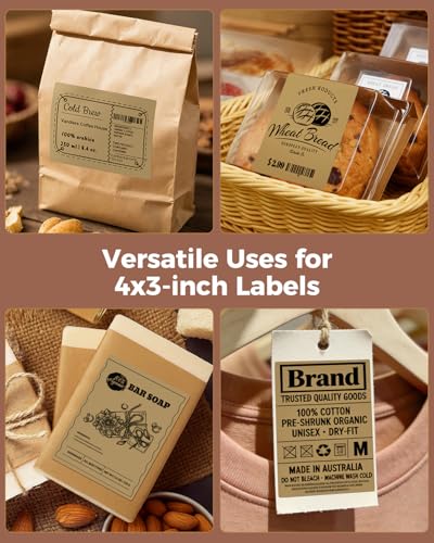 MUNBYN 4x3 Thermal Labels, 500 Sheets/1 Roll, Brown - color: Brown, size: 4x3"