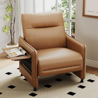 Alunaune Upholstered Living Room Chair Armchair, Mid Century Accent Chair, Reception Couch Slipper Club Lounge Chair Guest Comfy Single Sofa with Sidetable for Bedroom-Brown - color: Brown, size: 1 Chair