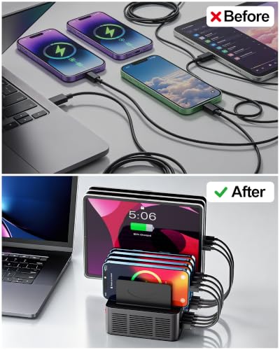 200W/40A Charging Station for Multiple Devices, 18 Port USB C Fast Charger