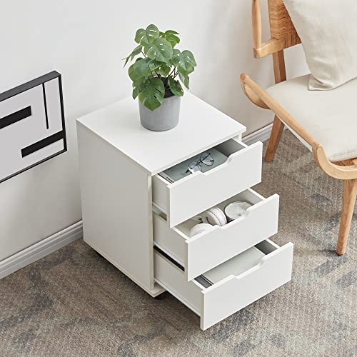 Farini 3-Drawer Vertical Filing Cabinet Rolling Wood Mobile File Cabinets Under Desk for Home Office with Casters，White,Fully-Assembled - color: White, style: Fully-assembled