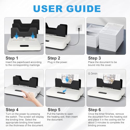 Thermal Binding Machine, 500 Sheets Capacity, No Preheat Time, Digital Touch Panel with Air Cooling, Electric Binder for A4/A5/Letter Size Business Documents, Office and Home Projects