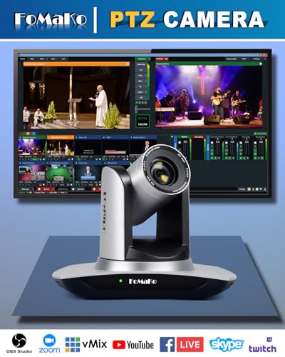 FoMaKo HDMI PTZ Camera, AI Auto-Tracking Gen 3, 20x Optical Zoom, IP USB3.0 HDMI,for Church Services Worship Education,Free NDI Upgrade,FMK12UH Pro(20x),Matte Silver - color: Matte Silver