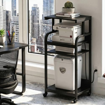 VOWNER 4-Tier Tall Printer Stand with Power Outlet and 4 Lockable Wheels