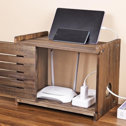 Router Shelf Projector Shelf Projector Stand Router Storage Box Modem Cable Router Cover Organized Power Strip Cable Management Hider Rack by Solid Wood Need Assembly SS