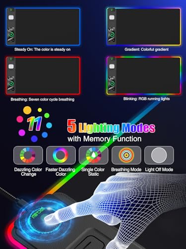 Mouse Pad with Foldable Phone Holder & Wireless Charger, XXL RGB Gaming Mousepad 31.5"x15.8" Large Desk Mat for Keyboard, Black Desk Pad with Dual Qi Charging Station | 11 Colors 5 Modes | Waterproof - color: 31.5x15.75"Phone Stand-Black w/PD Charger Upgr