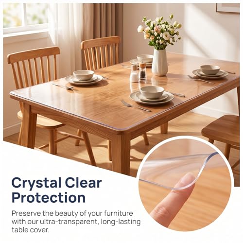 Clear Table Protector Plastic Cloths PVC Night Stand Table Cover Mat 17"x18" 1.5mm Thick Office Desk Mat Shelf Surface Protection Crystal Children Painting Cover Pad Transparent