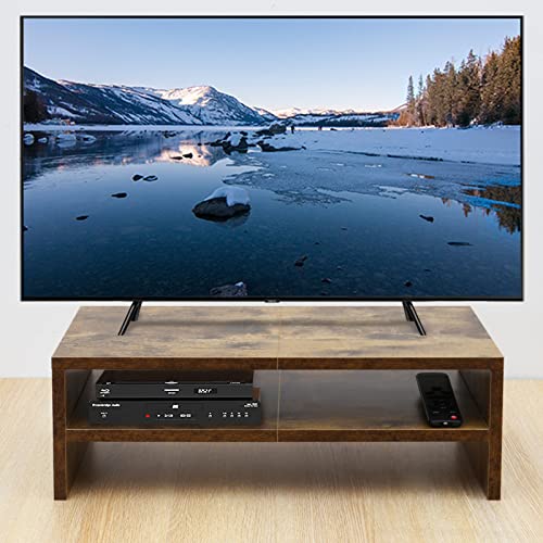 TEAMIX 20 inch Monitor Riser Stand - 2 Tiers, Wood Rustic Desktop Bookshelf - color: Espresso, size: 20 x 9.5 x 6.7 inches