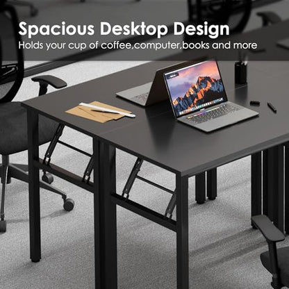 Need Office Computer Desk 35.8 Inch Sturdy Folding Laptop Table Black | Black Frame Writing Gaming Work Table/Foldable Home Office Desk/Sewing Table, No Assembly Required - color: Black & Black Frame, size: 35.8inch