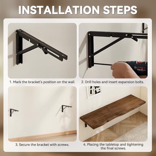 Wall Mounted Folding Table, Solid Wood Live Edge Drop Leaf Design | 300 lb Capacity, Murphy Style, Walnut Finish, Laundry Room, Craft Room, Home Office, Space Saving, 39.4"/100cm - color: Walnut, size: 39.4"x17.7"