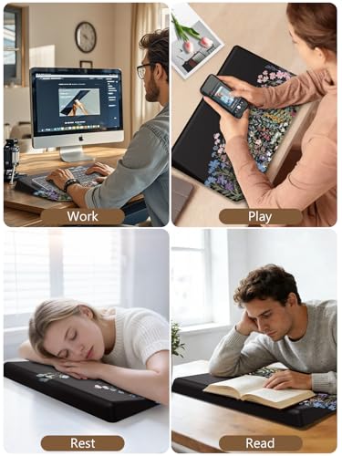 2-in-1 Ergonomic Keyboard Stand with Wrist Rest, Flower - color: Black Flower