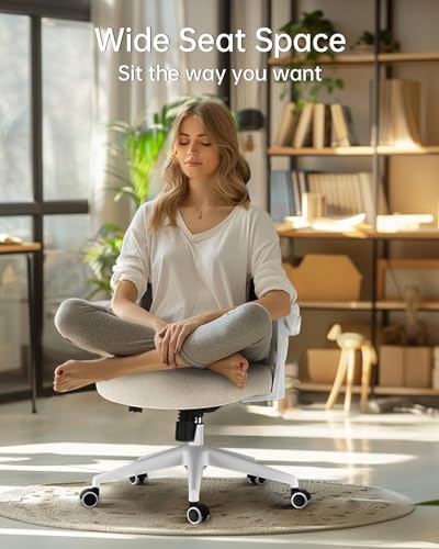 Hbada Office Desk Chair with Flip-Up Armrests and Saddle Cushion, Ergonomic Office Chair with S-Shaped Backrest, Swivel, Mesh, Grey - color: Grey