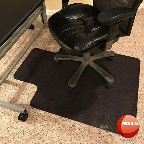 RESILIA Office Desk Chair Mat with Lip - for Low Pile Carpet (with Grippers) Clear, 45 Inches x 53 Inches, Made in The USA - color: Clear, size: 45" x 53" with lip