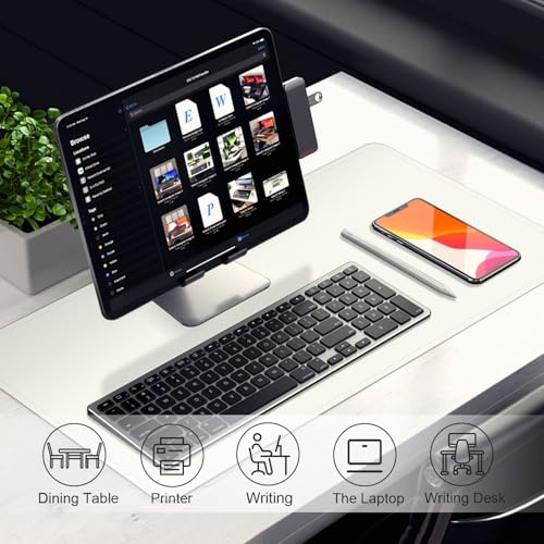 Leather & Suede Desk Pad Protector - Non-Slip, Waterproof Blotter Mat, Large Mouse Pad, Office & Home Desk Cover (White, 23.6" x 13.7") - color: White, size: 23.6" x 23.6"