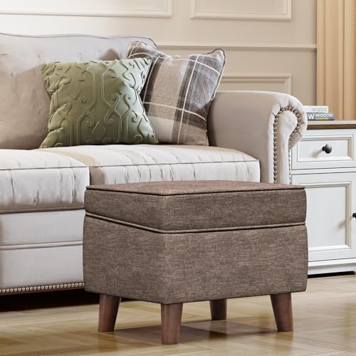 FAGAGA Storage Ottoman with Adjustable Cover, Soft Step Stool - color: Brown, size: 15.8"D x 18.5"W x 15.8"H