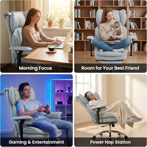 Big & Tall Office Chair, 400lbs Executive Chair with Footrest, Gray - color: Grey