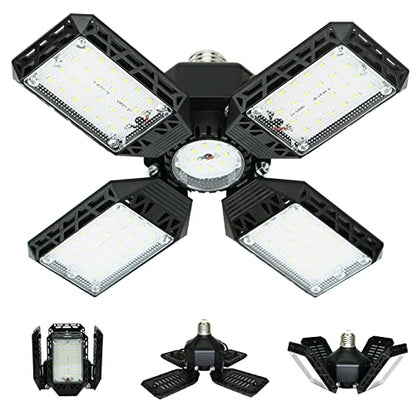 LED Garage Light,150W Deformable Garage Ceiling Lights,15000LM, 4 Adjustable Panels, E26/E27 Shop Lights for Basement, Barn, Workshop,High Bay Light - size: 4+1P 1Pack/F