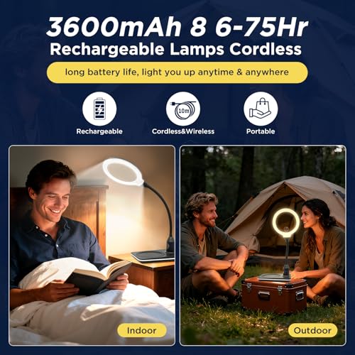 Rechargeable Magnifying Glass with Light and Stand for Reading & Close Work | Dual 15X/30X Lens • 3600mAh Rechargeable • 4.1" Lens • 6 Lighted Modes • Adjustable Brightness • Flexible Gooseneck