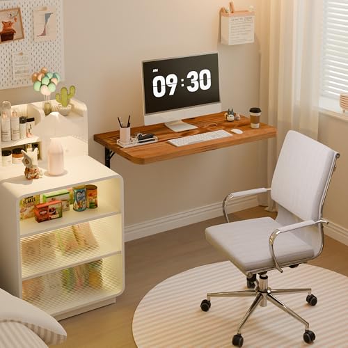 Dogsky Floating Wall Desk 24" x 14" - 100 lbs Heavy Duty Solid Pine - color: Golden Brown, size: 24" x 14"