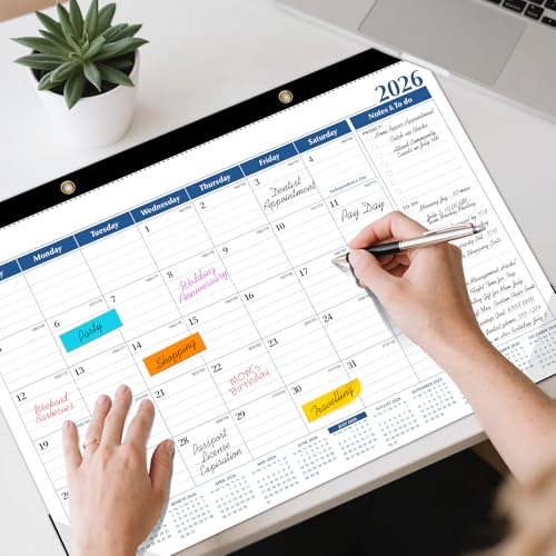 Tcamp Desk Calendar 2026-2027, Large Desktop/Wall Monthly Calendar - color: Blue, size: 17"x12"(Jul 2026-Dec 2027)