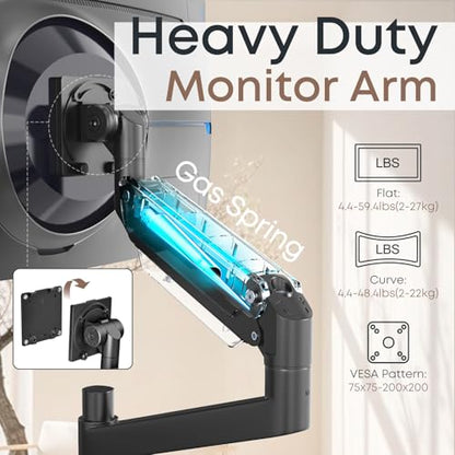 24-57 inch Dual Vertical Monitor Mount, Weight up to 59.4 lbs, Black | Premium Aluminum, Extra Tall/Wide Adjustable, Heavy Duty Desk Monitor Arm for 2 Monitors, VESA 75x75-200x200 mm - size: Dual