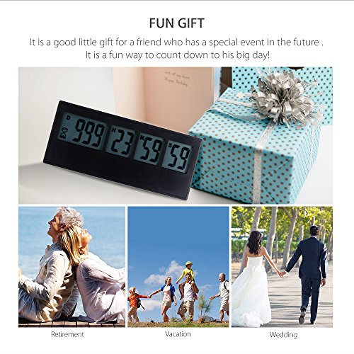 A AIMILAR Digital Countdown Days Timer 999 Days Count Down Timer for Vacation Retirement Wedding Lab Kitchen - color: Black