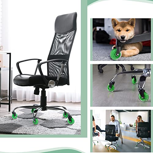 Hivexagon Office Chair Caster Wheels Replacement Set of 5, Heavy Duty Universal Quiet Rolling Casters 3 inch Fit Standard Office Chair for Hardwood Floors, Tiles and Carpet (Green) - style: U-HG629C
