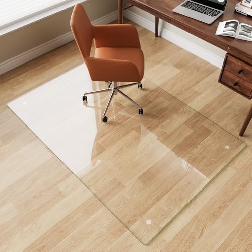 Glass Chair Mat 40" x 60" Tempered Glass Office Chair Mat - color: Transparent, size: 60" x 40"