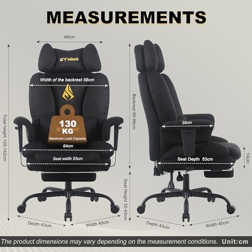 Symino Ergonomic Gaming Chair with Footrest & 155° Recline - color: Black-horn