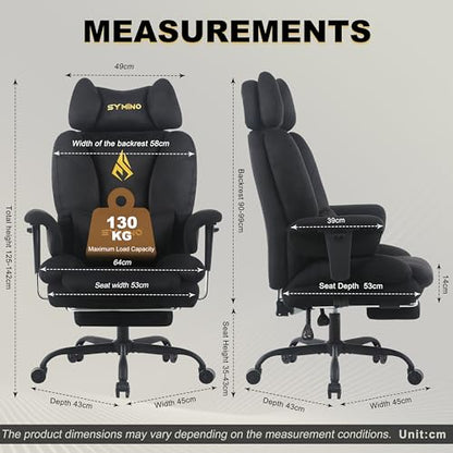 Symino Ergonomic Gaming Chair with Footrest & 155° Recline - color: Black-horn
