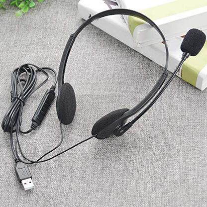 USB Computer Headset, PC Headphone with Clear Chat Microphone, Lightweight On-Ear Wired Headset for Business, Skype, Webinars, Online Education, Call Center (Color:900, Black)