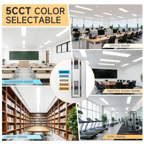 2 Pack 1x4 LED Flat Panel Lights with 5CCT Selectable, 5040LM, ETL | 40W/35W/30W/25W/20W,6500K/5000K/4000K/3500K/3000K,0-10V Dimmable, LED Drop Ceiling Fixtures for Office Meeting Classroom - size: 1x4FT 2PACK