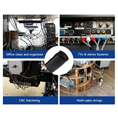 Automotive Mesh Woven Wire Sheathing Split Wire Loom 1/4"-48ft | Black Self-Wrap Braided Cable Sleeves Wire Loom Tubing Cord Organize for Wires/Audio Video Cable/Multi-Cable Strings - style: 1/4" - 48 Feet