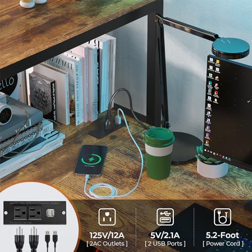 DICTAC Twin Loft Bed with L-Shaped Desk, LED Lights,Charging Station LED Metal Kids Loft Bed Twin Size with 3 Storage Shelves and 3 Fabric Drawers, Safety Guard & Ladder,No Box Spring Needed, Black - color: Black, size: Twin