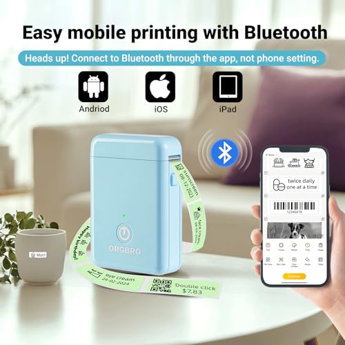 ORGBRO Label Maker Machine with Tape, X1 Bluetooth Mini Label Printer - color: Random Color