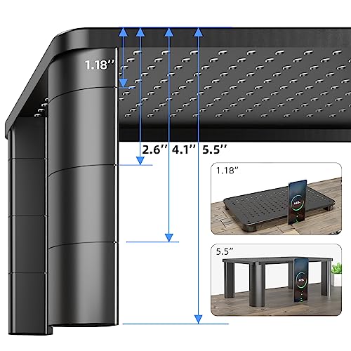 Pholiten 2 Pack Monitor Stand Riser, 3 Height Adjustable Monitor Stand for Computer, Laptop, Printer, Notebook, iMac, Premium Metal Monitor Risers for 2 Monitors