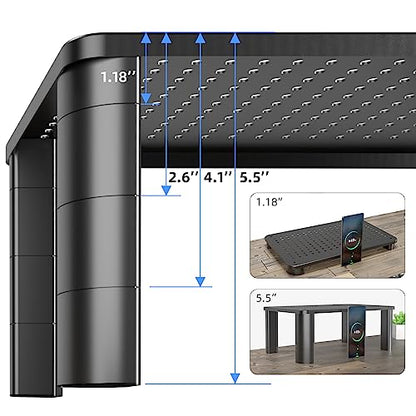 Pholiten 2 Pack Monitor Stand Riser, 3 Height Adjustable Monitor Stand for Computer, Laptop, Printer, Notebook, iMac, Premium Metal Monitor Risers for 2 Monitors