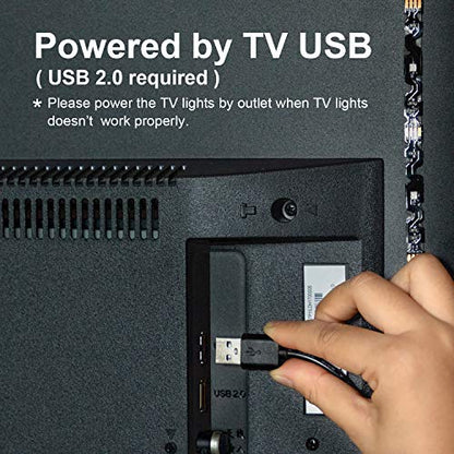 HAMLITE USB TV Bias Lighting 6500K True White for 50-55inch TV, 11.5ft LED Lighting fixtures for Indoor and Outdoor Lighting Applications Covers 4 Sides of 50-55 Inch TV, TV Light with RF Remote - size: 50-55"